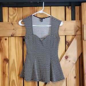 Forever 21 Black and White Fitted Peplum Blouse